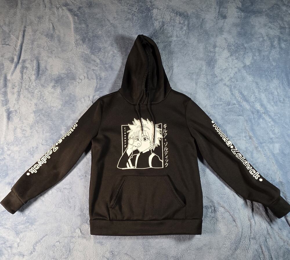 Fancyqube Killua Zoldyck Hunter x Hunter Anime Black Hoodie Women’s Medium